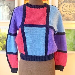 🧩 Vintage 80s Multicolour Knit Sweater